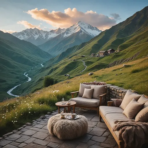Staying in style near the Caucasus mountains in Kazbegi Georgia